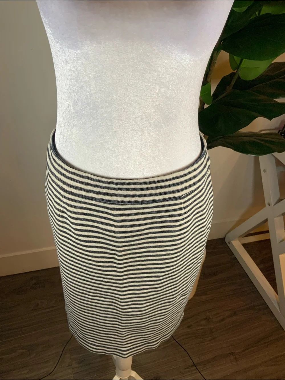 Banana Republic Navy and White Striped Pencil Skirt